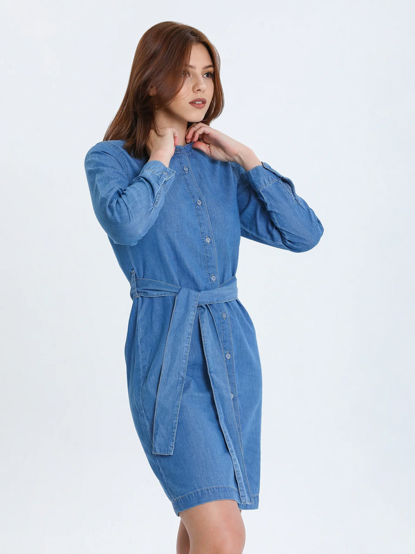 Light Blue Denim Tunic Shirt Dress