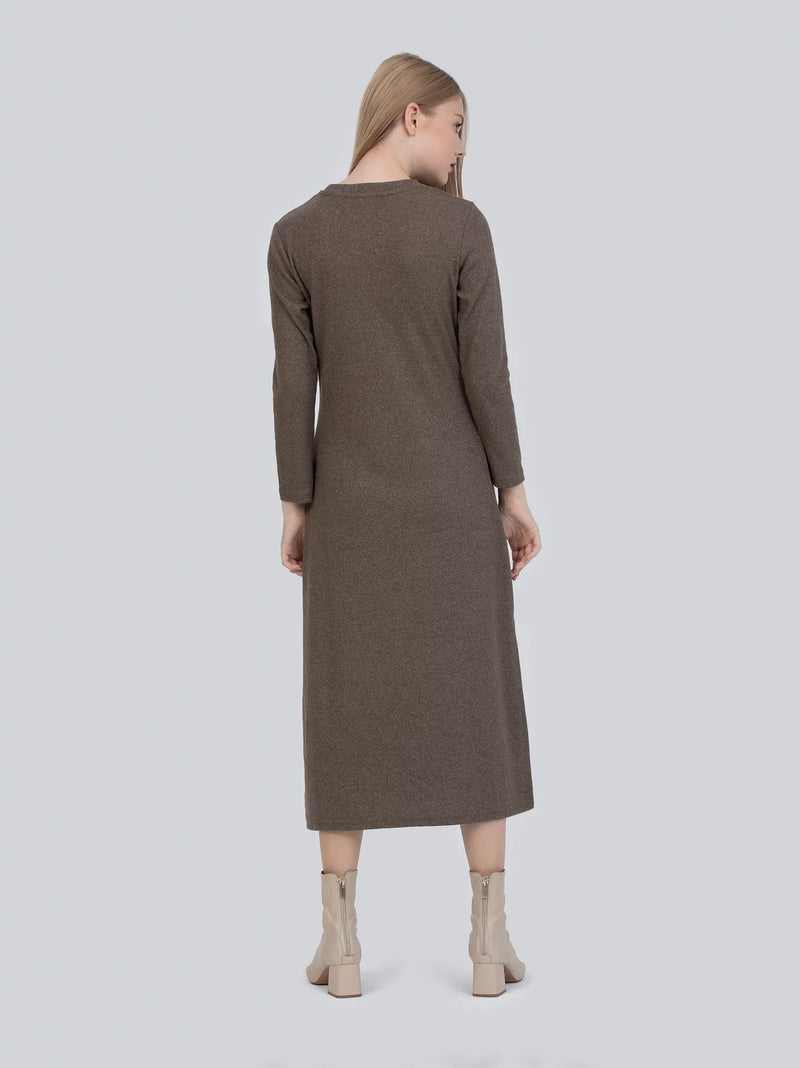 Knit Faded Brown Midi Dress