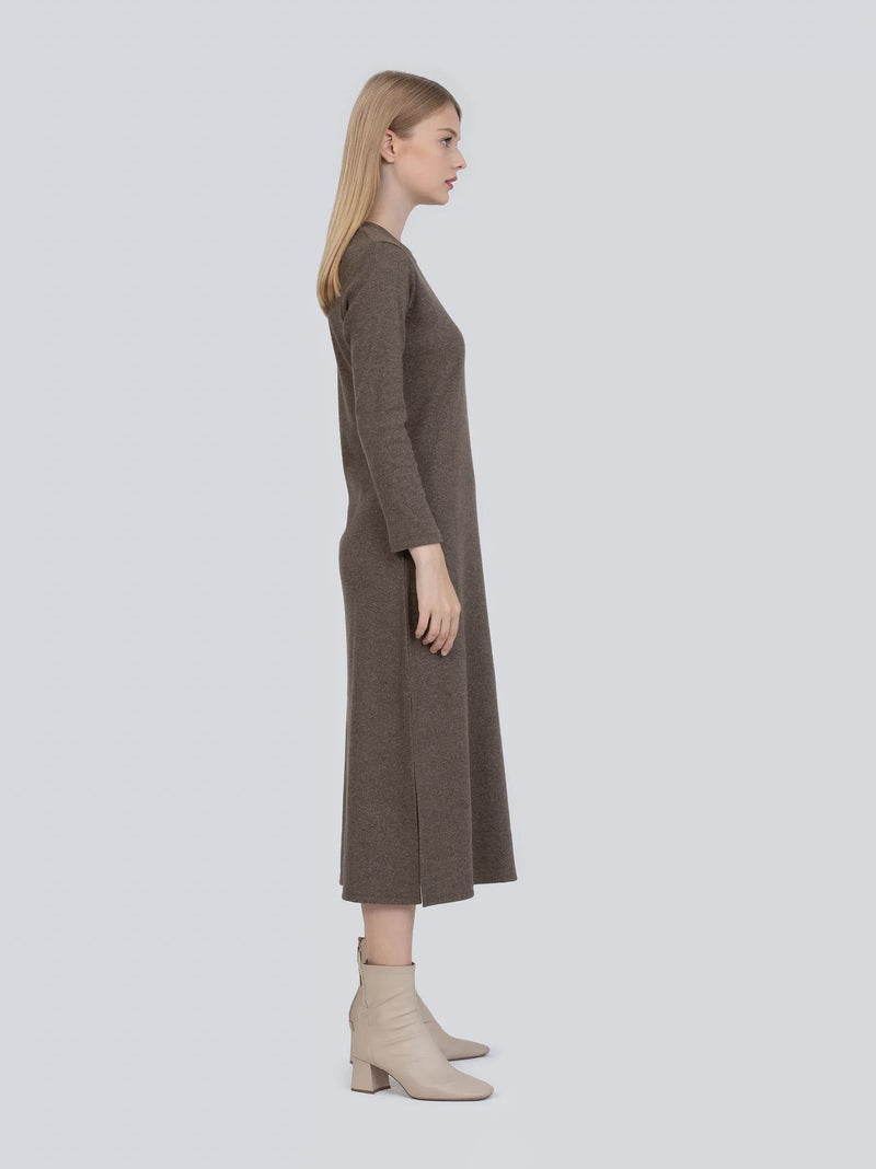 Knit Faded Brown Midi Dress