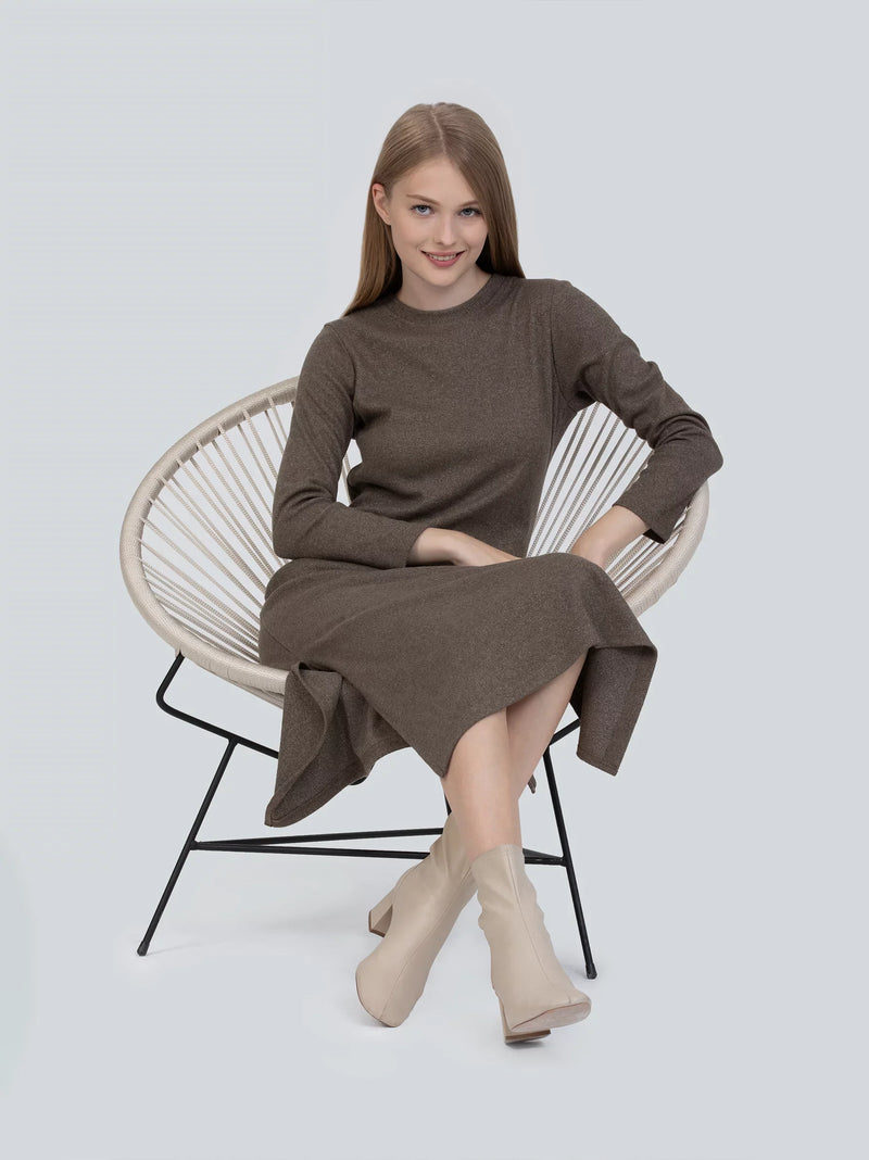 Knit Faded Brown Midi Dress