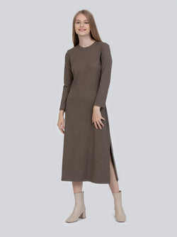 Knit Faded Brown Midi Dress