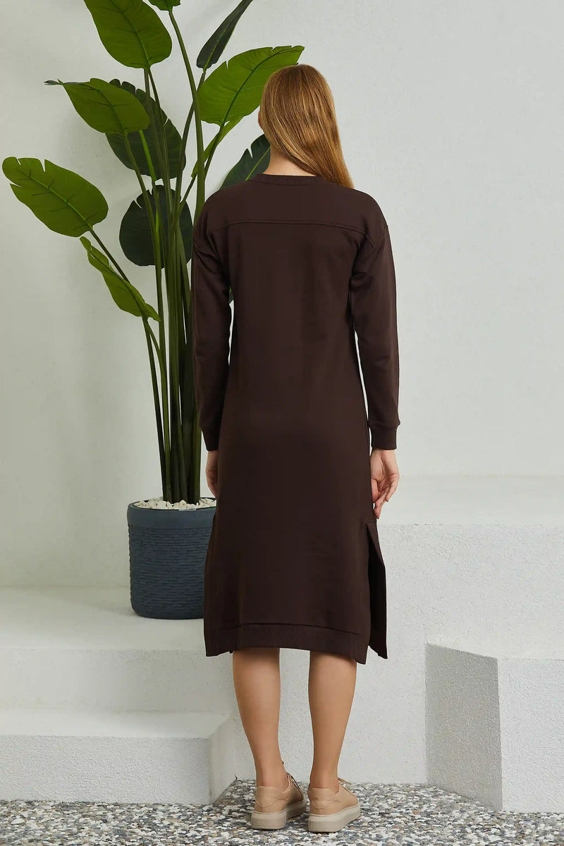 Brown Oversize Long Sweat Dress