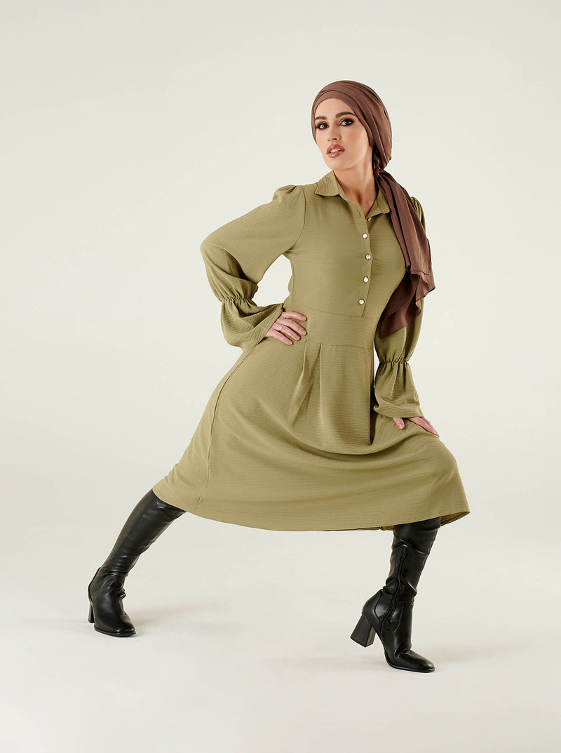 Khaki Collar Dress