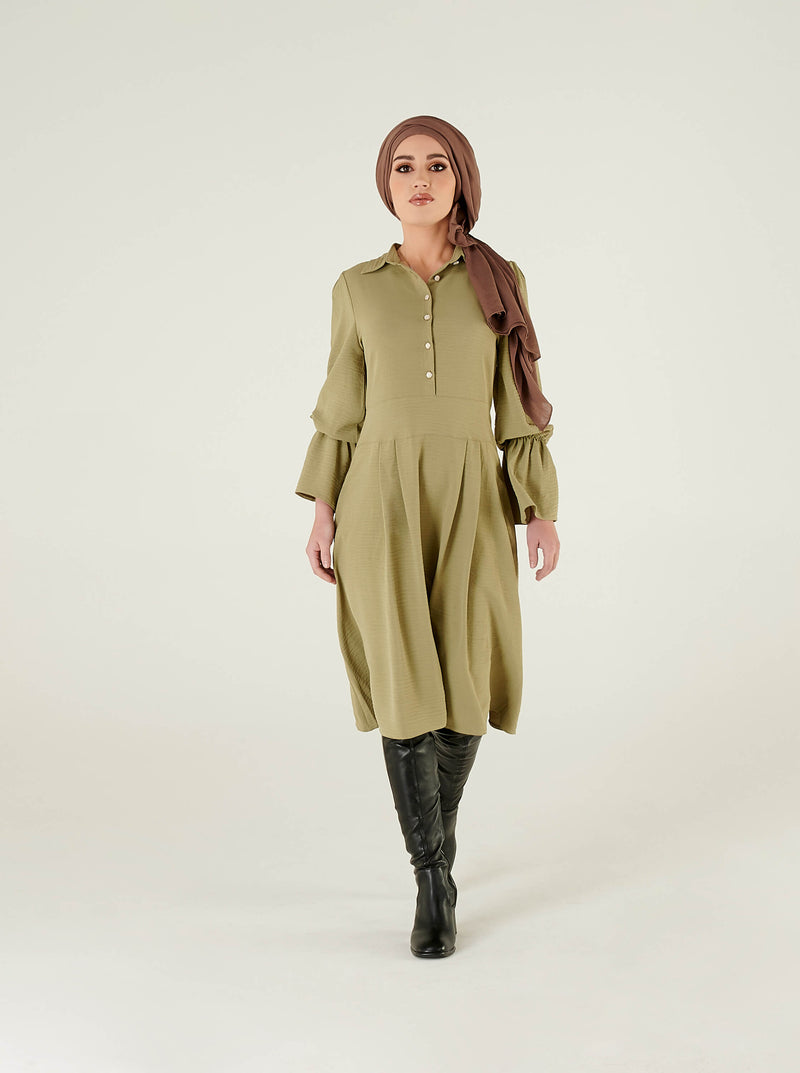 khaki  midi dress